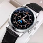 Fashionable and trendy men's watch, sports wristwatch with leather strap, men's