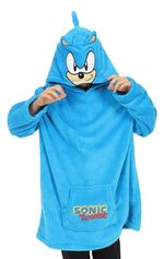 Boys Sonic The Hedgehog Fleece Oversized Blanket Blue Hoodie