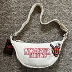 Stranger Things Official White Shoulder Cross Body Bag Hellfire Club Charm NEW