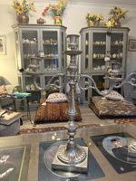 Pair Of Large Antique Heavy Silver Plate Candelabra Adjustable. 21” Tall 16” W