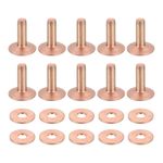 25 Set 12x4x12mm Solid Copper Rivets and Burrs Leather Fastener, Copper Tone