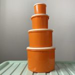 Retro Orange Kitchen Plastic Storage Containers X 4 Vintage Kitchenwares Unused.