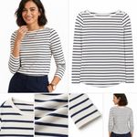 Womens Fat Face Cotton Long Sleeve Breton Top Navy Stripe (A Bit Defect)