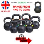 Exersci Powder Coated Kettlebells Cast Iron Fitness Strength Weight 4 - 32kg