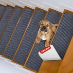 MBIGM 15-Pack Non-Slip Carpet Stair Treads, 8 x 25.6 in, 20 cm X 65 cm, Grey