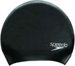 SPEEDO SWIMMING LONG HAIR PRINTED SILICONE CAP BLACK ANTI-CHLORINE ZERO TUG HAT