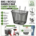 20L Bicycle Bike Handlebar Basket Carry Shopping Metal Hook Black Front Mounted
