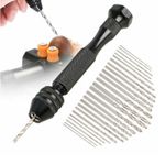 26pcs Micro Hand Drill Bits Small Manual Keyless Chuck Pin Vise Rotary Tool Kit