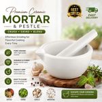 Pestle & Mortar Set Spice & Herb Crusher White Mini Home Grinder Porcelain Made