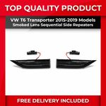 FITS VW T6 15-19 GLOSS BLACK SMOKED LENS SEQUENTIAL SIDE REPEATER INDICATORS