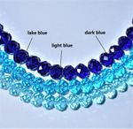 faceted glass crystal rondel beads of 8 & 10 mm dark blue, lake blue, light blue