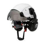 Construction Safety Helmet with Visor Built In Goggle Earmuffs Hard Head Hat Cap