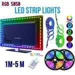 LED Strip Lights 1- 5m RGB 5050 Cuttable Colour Changing Tape TV Lighting