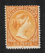 Falkland Islands. SG33. 6d yellow-orange. Unmounted mint.