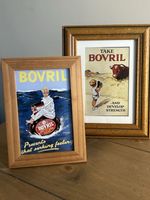 Vintage Collection Two Wood Framed Whimsical Bovril Advertising Prints Rare