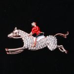 Vintage Art Deco Style Enamel Horse Rider Crystal Brooch Badge Pin Gift