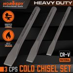 3-Piece Heavy Duty Cold Chisels Set 3/8" 1/2" 5/8" 165MM Long
