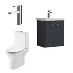 Cloakroom Suite - Wall Hung Vanity, Toilet & Tap Set - Choose Size and Colour