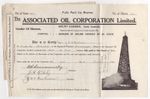 1924 Mar 1st. Share Certificate. The Associated Oil Corporation, Mount Gambier.