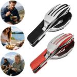 Foldable Stainless Steel 4 in 1 Cutlery Camping Trips Fork/Spoon/Bottle Opener