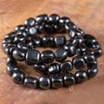 SHUNGITE Beaded Bracelet Tumbled Stones - Crystal Healing EMF Protection Reiki
