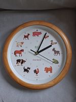 KOOKOO KidsWorld wood, genuine wall clock with natural sounds, 12 farm animals