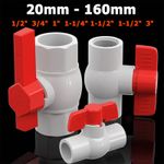 1/2"- 4" inch PVC Ball Valve Female Thread Sleeve Pipe Fitting Shut-off Valves
