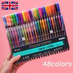 48 Glitter Packs Color Gel Ink Pens Set Gel Pens for Adult Kid Colouring Books
