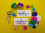 Hand knitted by name personalised labels - 50mm x 25mm (SL FLAT 1 - D8)