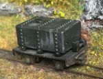 009 gauge - Rectangle Tank Wagons - RTR weathered in Black - 4mm Model Railway