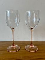 Pair of Vintage 1980’s Luminarc Pink Stemmed Wine Glasses VGC Retro Wedding