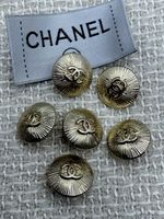 6 Chanel gold Buttons Art deco sunburst vintage buttons, 18mm With garment Tag
