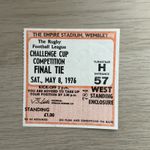 RUGBY LEAGUE CHALLENGE CUP FINAL ST HELENS V WIDNES 1976 TICKET STUB