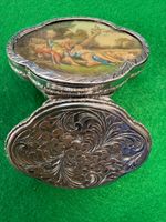 Vintage Italian 800 Silver Courting Scene, Snuff, Tricklet or Pill box