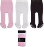 Baby Child Tights Cotton Rich Non Slip Grip Knit Girls Boys White Black Pink UK