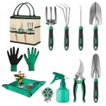 CAKKVDE 12 Piece Gardening Tools Set with Storage Bag Heavy Duty Gardening Kit