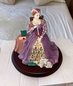 Royal Doulton HN1989 Porcelain Lady Figurine Purple Dress with Dog