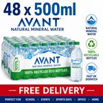 Bulk Avant Natural Mineral Bottled Water 48 x 500ml Water Multipack Fresh Water