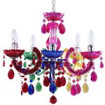 Litecraft Marie Therese Chandelier Ceiling 5 Light Crystal Effect - Multi Colour