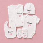 PERSONALISED footprint gift set hamper sleepsuit babygrow hospital baby shower