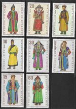 Stamps Mongolia 1969 Mongolian Costumes set of 8 MNG SG515-522