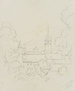 E. BRETENIÈRES (*1804), House of Baron Werra in Leuk, Switzerland, 1838, Pencil