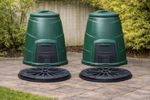 330L Green Garden Compost Bins with Base Plates for Outdoor Use - Set Of 2
