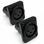 XLR Chassis Socket Black 3 Pin Female with Solder Terminals PAIR