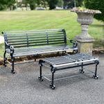 Black Outdoor Traditional Metal Garden Patio Park Bench and Table Furniture