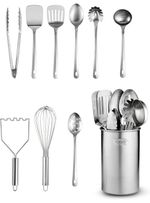 FineDine Kitchen Utensils Set - 10-Piece, Stainless-Steel Cooking Utensils...