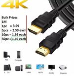 1pc to 50pcs HDMI CABLE 2.0 HIGH SPEED WITH ETHERNET HD 4K 2160P 3D HDTV BULK UK