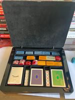 Vintage poker set in perfect box unused chips italian made silver work to lid