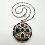 ANTIQUE SCOTTISH SILVER & HARDSTONE PENDANT NECKLACE c1900