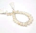 CHALCEDONY DROPS SOFT WHITE 8X2-15X3MM 18CM STRAND FOR JEWELLERY MAKING